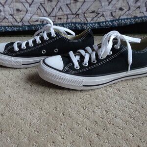 Converse All Star Canvas Sneakers, Black White, Size Men’s 5/Women’s 7